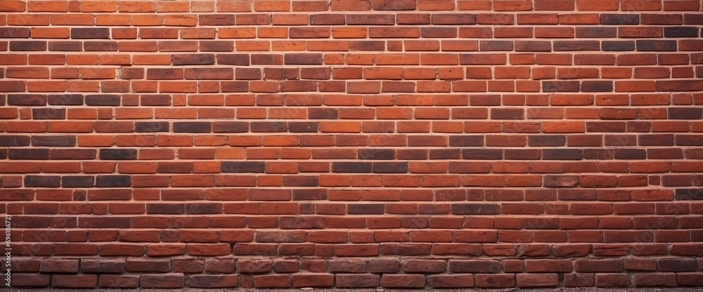 Rustic wall of old red bricks. Generative AI Rustic wall of old red bricks. Generative AI