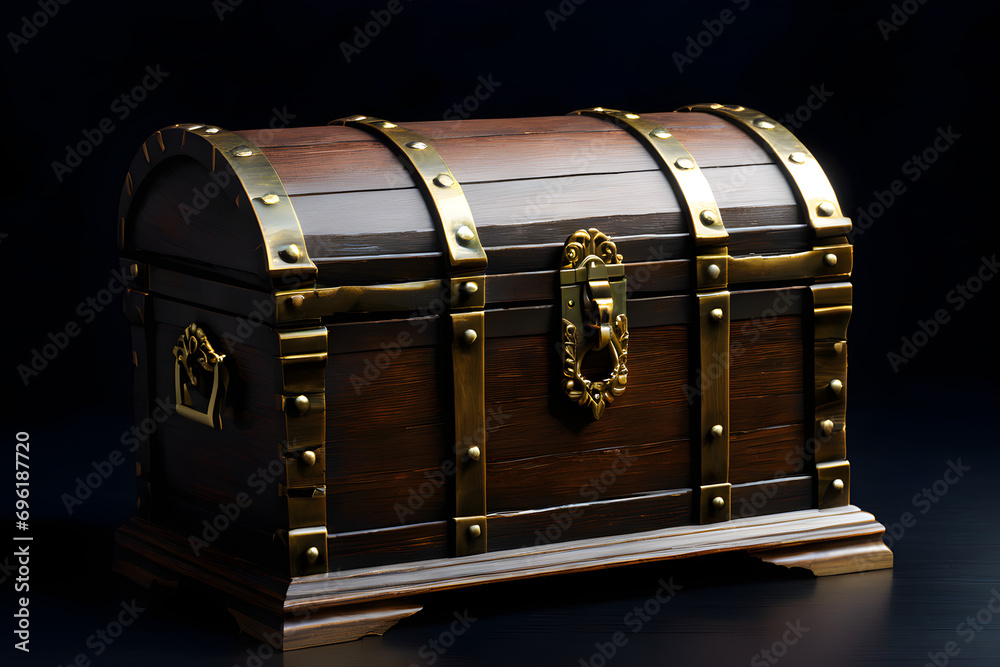 A closed old treasure chest. Generative AI A closed old treasure chest. Generative AI