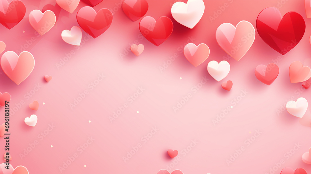 Pink hearts with pink background - ai generative