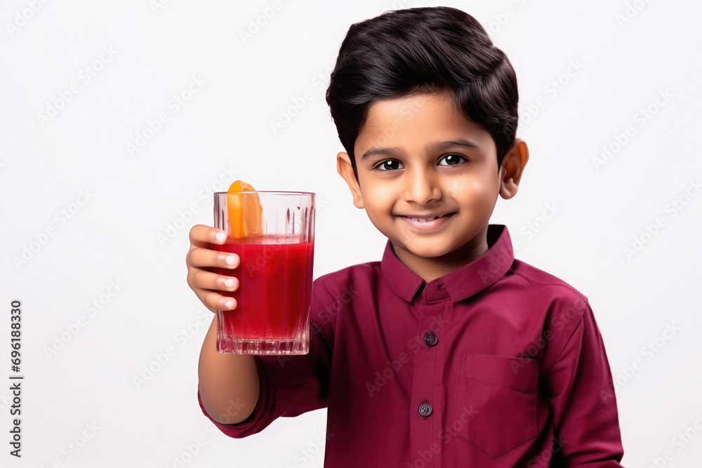 cute little boy holding glass with fruit juice cute little boy holding glass with fruit juice