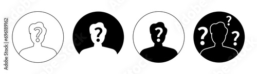 Guess who unknown person silhouette icon vector, anonymous mysterious user profile