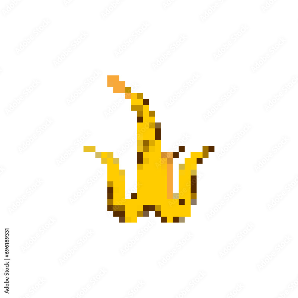 Obraz premium Banana peel Pixel art. 8 bit Old rotten banana peel.