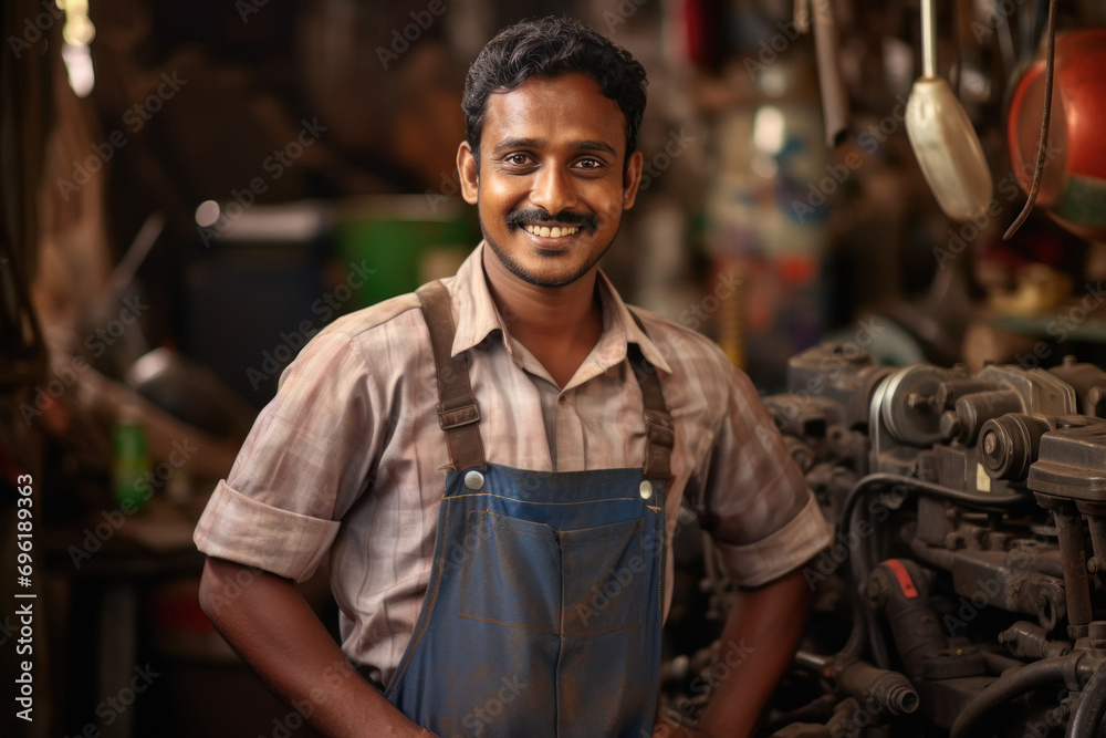 Confident indian male worker or mechanic Confident indian male worker or mechanic