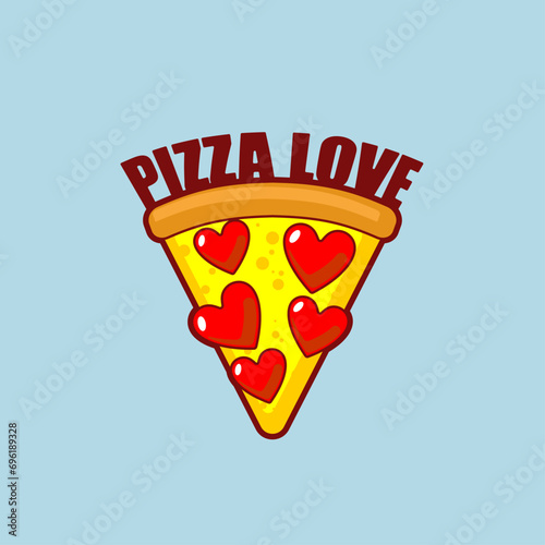 Pizza love symbol.  Sign for pizzeria. Piece of pizza with heart.