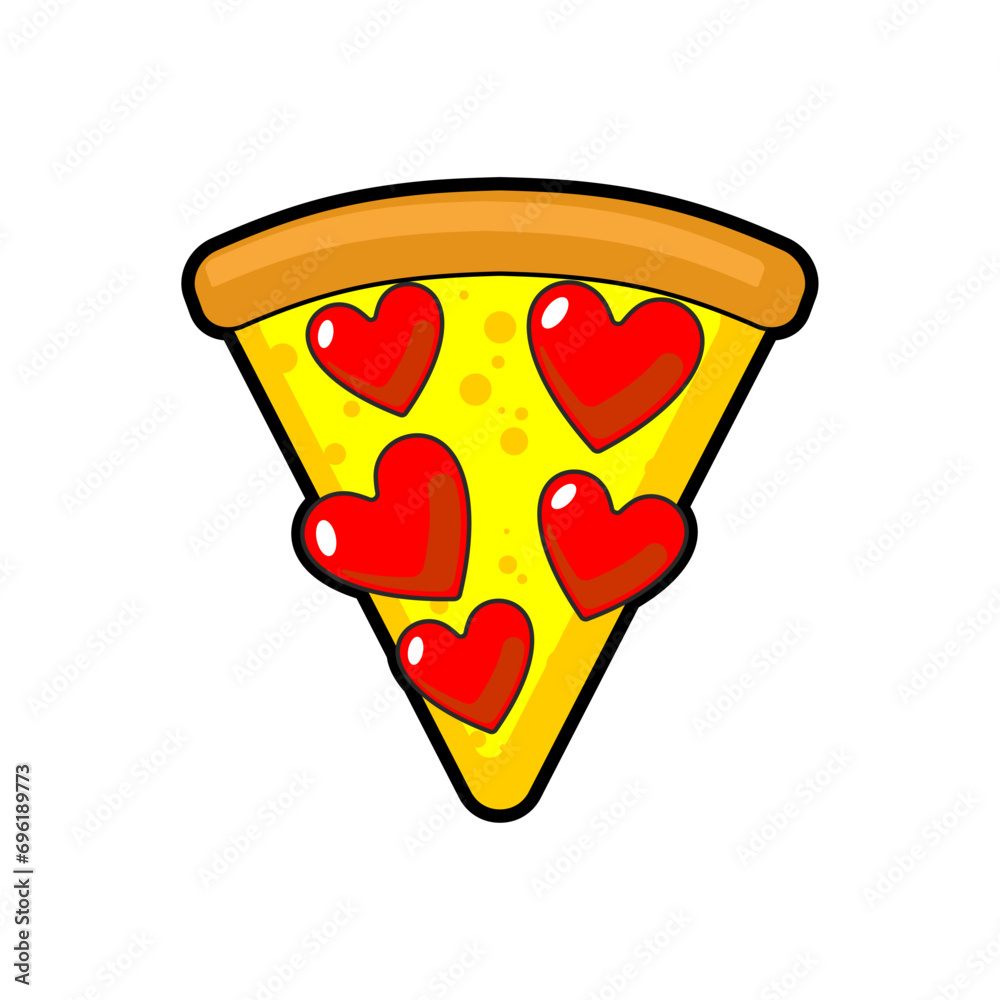 Pizza love. Piece of pizza with heart. Sign for pizzeria. Pizza love. Piece of pizza with heart. Sign for pizzeria.