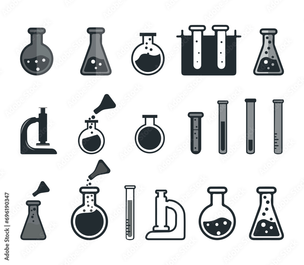 Test Tube Vector Illustration Clip Art Set, Test Tube Isolated White ...