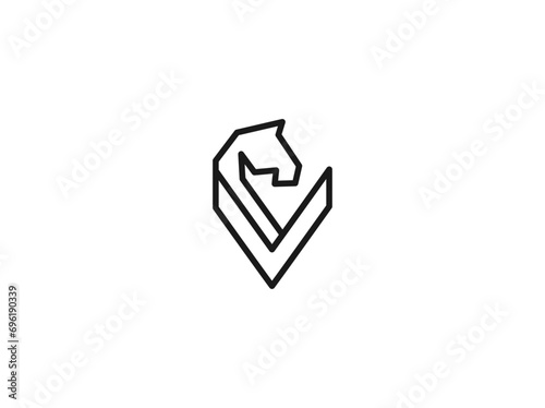 Free Download The logo design combines the letter V with a horse, the logo looks iconic and modern - GFXLoad