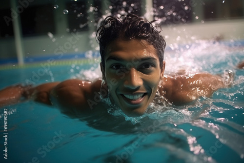 Young indian man swimming in the swimming pool © Neha