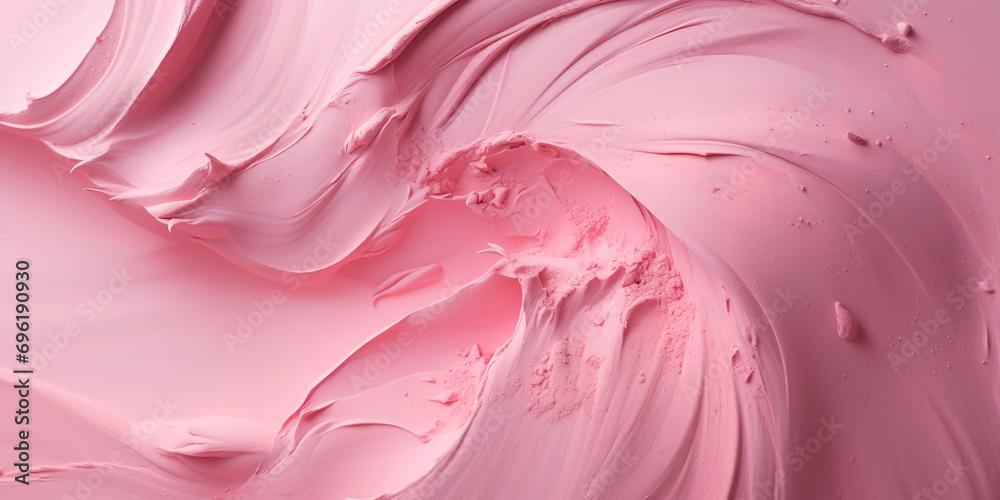 fine pink cosmetic powder. makeup powder on pink background. The texture of the makeup powder is smooth and soft. generative AI - obrazy, fototapety, plakaty 