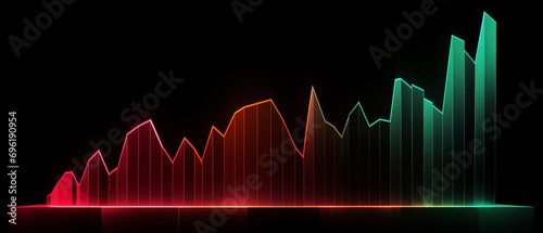 Holographic Stock Chart on Dark Background 