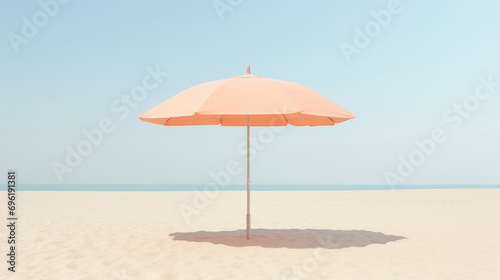 Pastel peach color beach umbrella in the sand