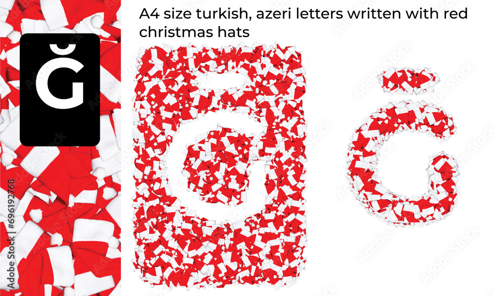 A4 size turkish and azerbaijani letter written with red christmas hats A4 size turkish and azerbaijani letter written with red christmas hats