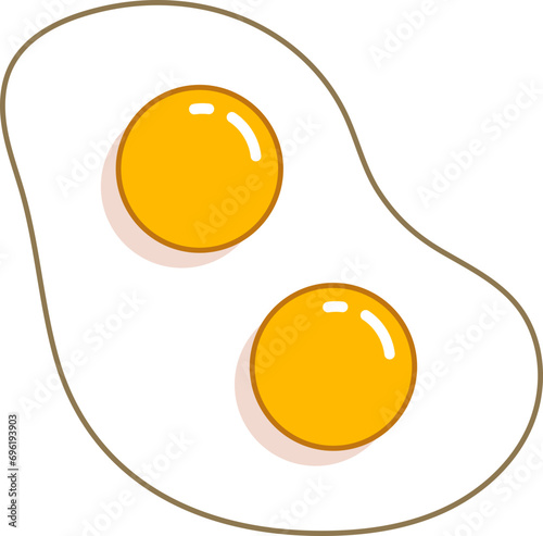 Cooked Egg Illustration Top View