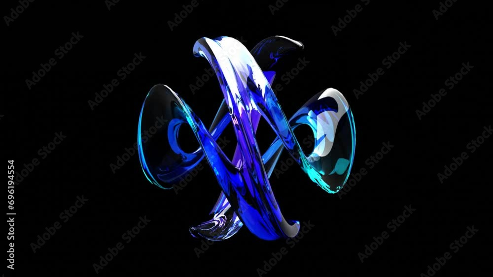 Mesmerizing 3D Render Looping Animated Glass-Like Liquids Swirling and Spinning in Colorful Gradients on a Black Background