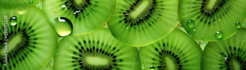 Fresh green kiwi fruit slices with clear water splash effect. generative AI photo