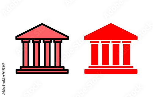 Bank icon set illustration. Bank sign and symbol, museum, university