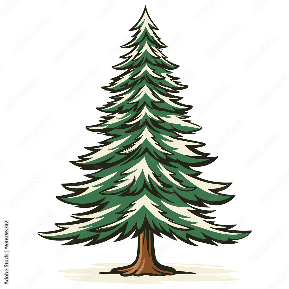Obraz premium Christmas tree illustration, isolated on transparent background.