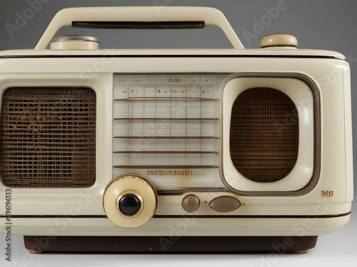 old radio isolated on white, ai generated