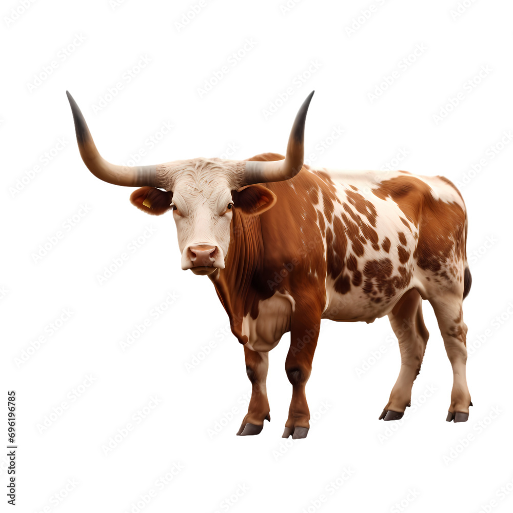 Longhorn cow isolated on transparent background