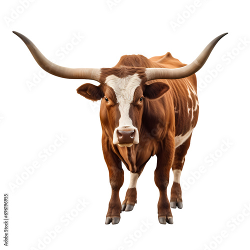 Longhorn cow isolated on transparent background
