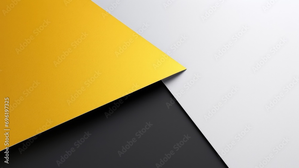 Background of three colors modern design, black, white and yellow. 3D illustration of exuberant. generative AI - obrazy, fototapety, plakaty 