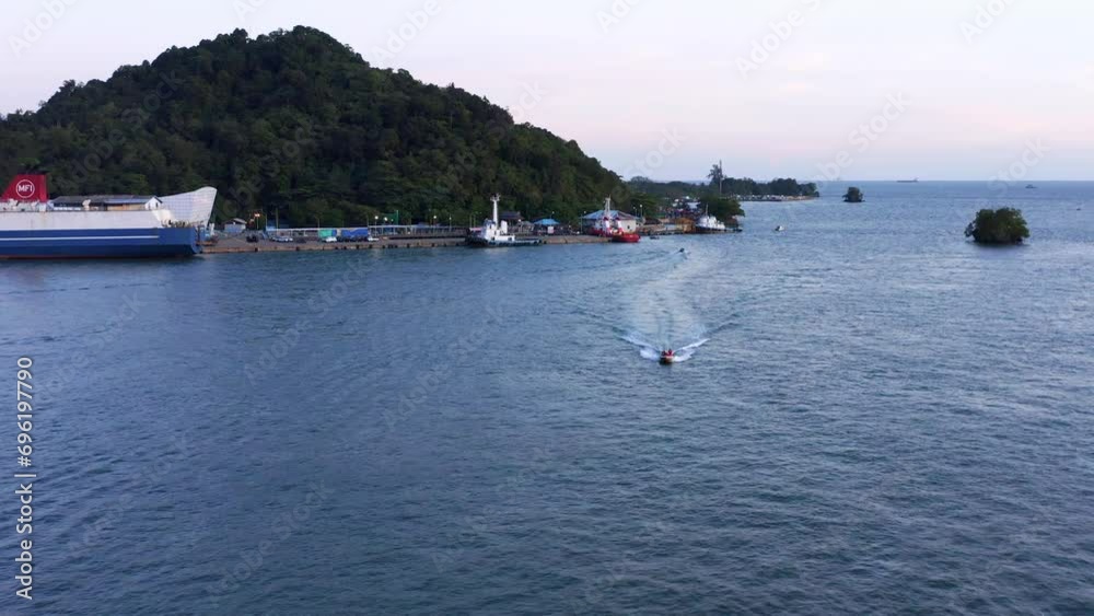 Marine Vessels At Industrial Port Of Balikpapan In East Kalimantan, Indonesia. aerial