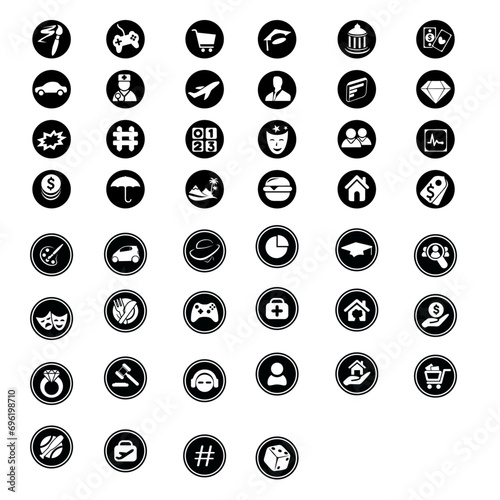 set of icons for web vector changeable