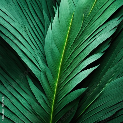 Lush Green Leaves in Close-up Green Abstract Background