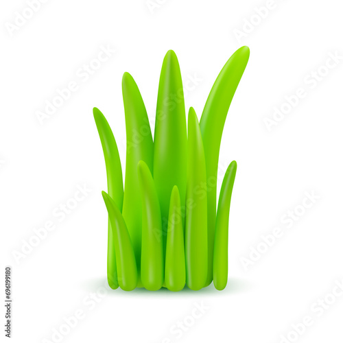 Vector 3d grass icon. Cartoon green gramma in simple minimal style, isolated on white background photo