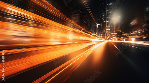 Blurred night orange Highway Fast speed Road