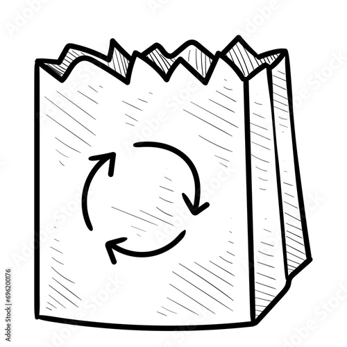 recycle paper bag handdrawn illustration