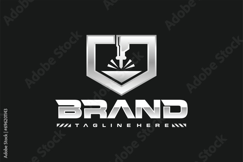 shield metal laser logo