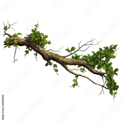 Tree branch with creeping plant isolated....png, Tree branch with creeping plant isolated