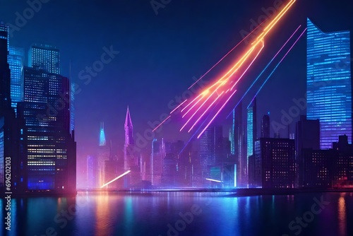 new technology of  computerized in the form of electrical plane and spaceship in neon color abstract background 