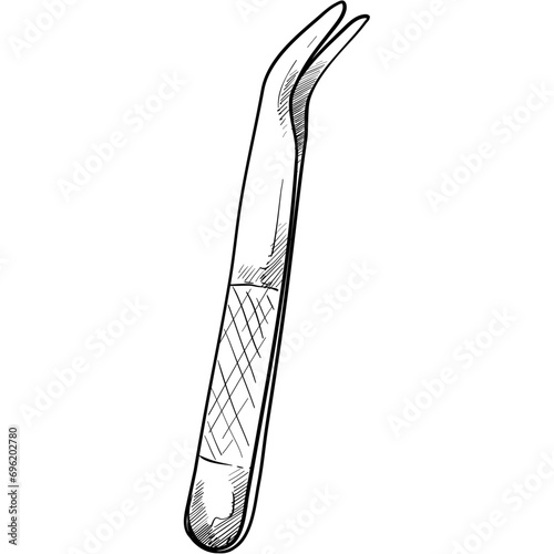 dental tweezers handdrawn illustration