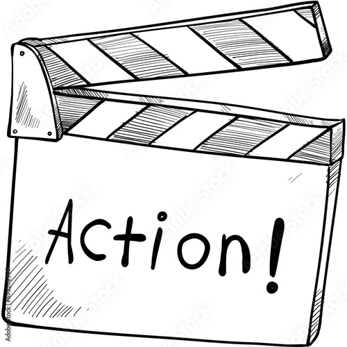 cinema clapperboard handdrawn illustration