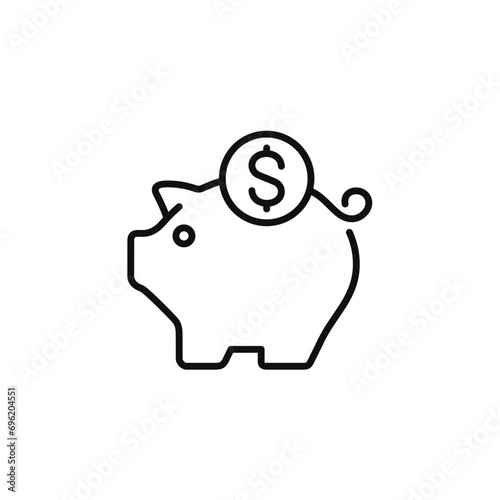 Piggy bank line icon isolated on transparent background