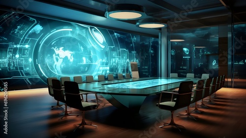 modern conference room with digital screen