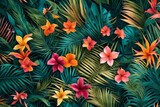 painting of the colorful flowers abstract background 