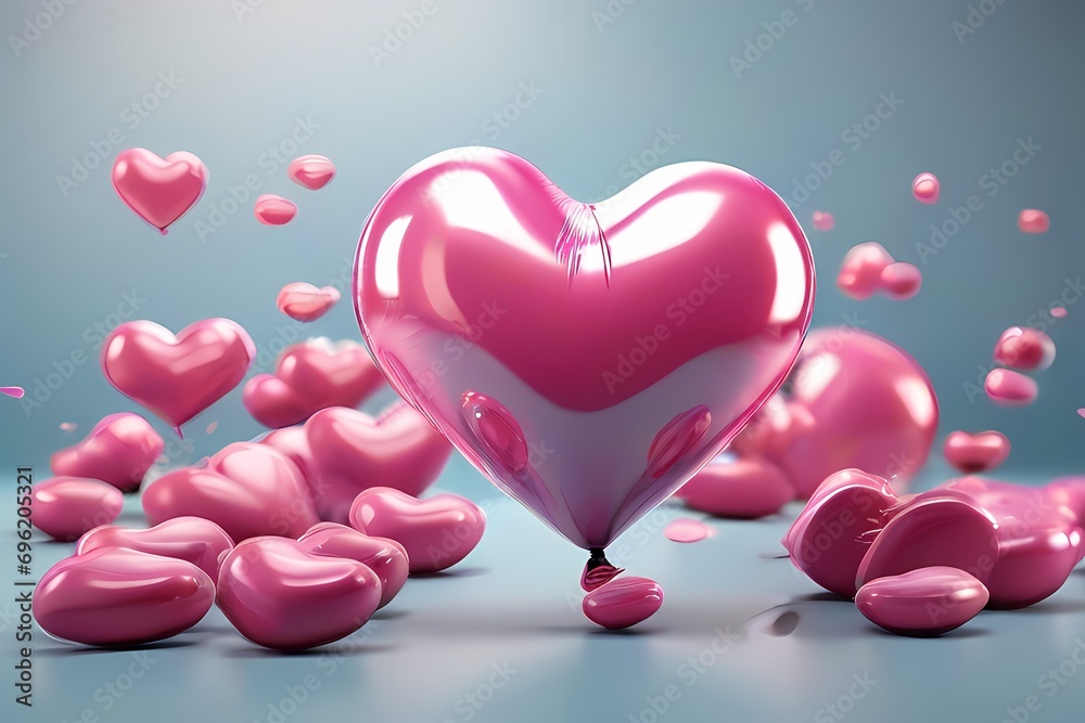 two hearts on a pink background 