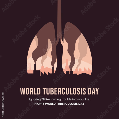 World Tuberculosis Day, banner, poster, social media post, vector illustration, awareness, 24th March, observance, international, typography, brochure, flyer, medical, lung cancer, World TB Day
