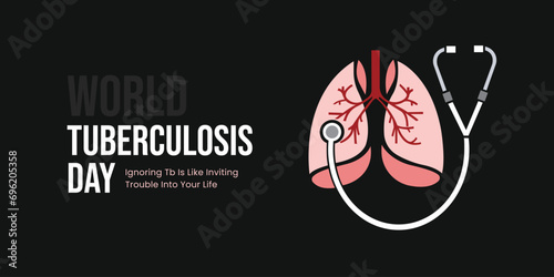 World Tuberculosis Day, banner, poster, social media post, vector illustration, awareness, 24th March, observance, international, typography, brochure, flyer, medical, lung cancer, World TB Day photo