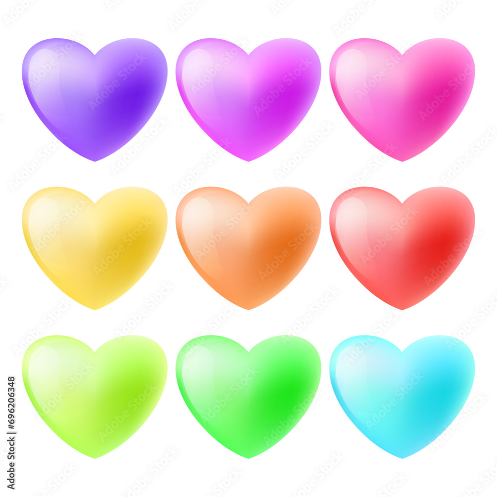 Vector colorful glossy heart illustration on white background