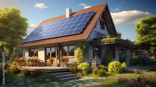 Suburban homes with rooftop solar panels