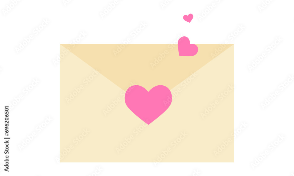 Vector pink envelope with love letter and hearts