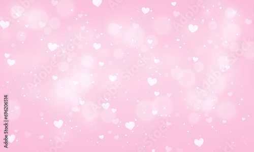 Vector pink blurred valentines day background with hearts