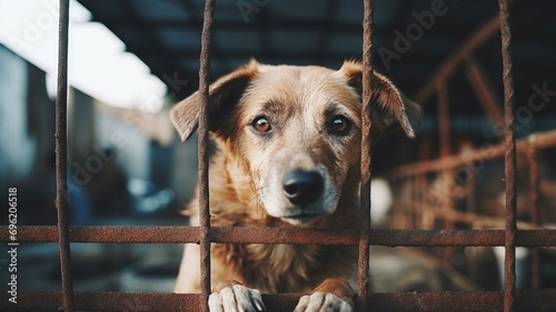 dog in the cage