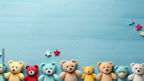 Children's teddy bear flat lay