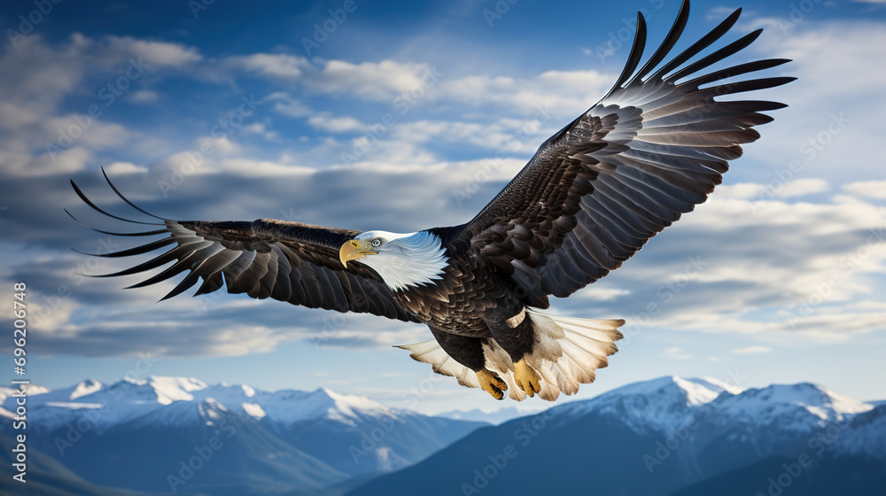 Naklejka premium eagle in the sky looking for pray. Generative Ai