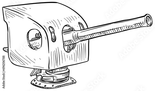 turret weapon handdrawn illustration